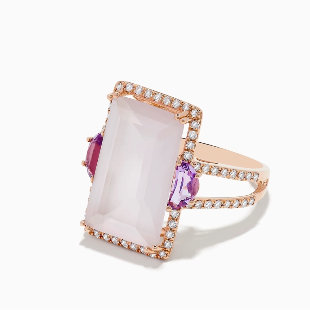 Effy 14 Karat Rose Gold, Emerald Cut Rose Quartz, and Pink Amethyst - Picture 4 of 4